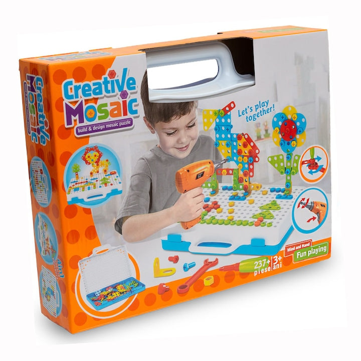 Jucarie educativa si interactiva  set bormasina cu 237 piese  pentru copii cu varsta cuprinsa intre 3-10 ani  Multicolor