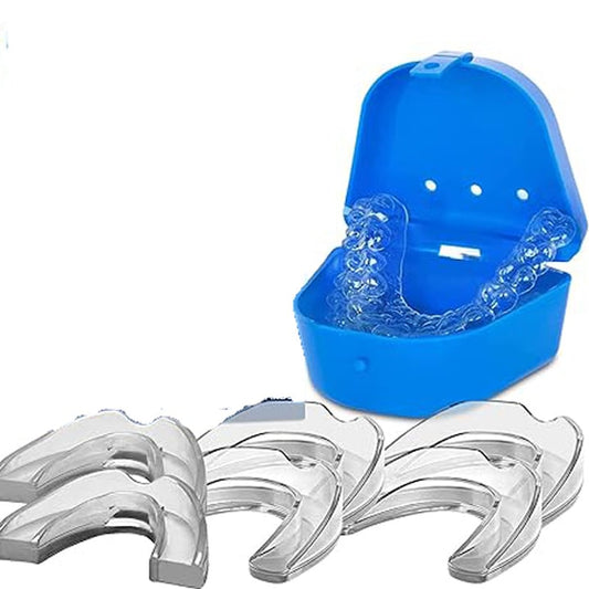 Set 4 gutiere impotriva scrasnitului din dinti  JENUOS®  1 cutii protectie  2 dimensiuni  impotriva sforaitului sau a bruxismului  Transparente