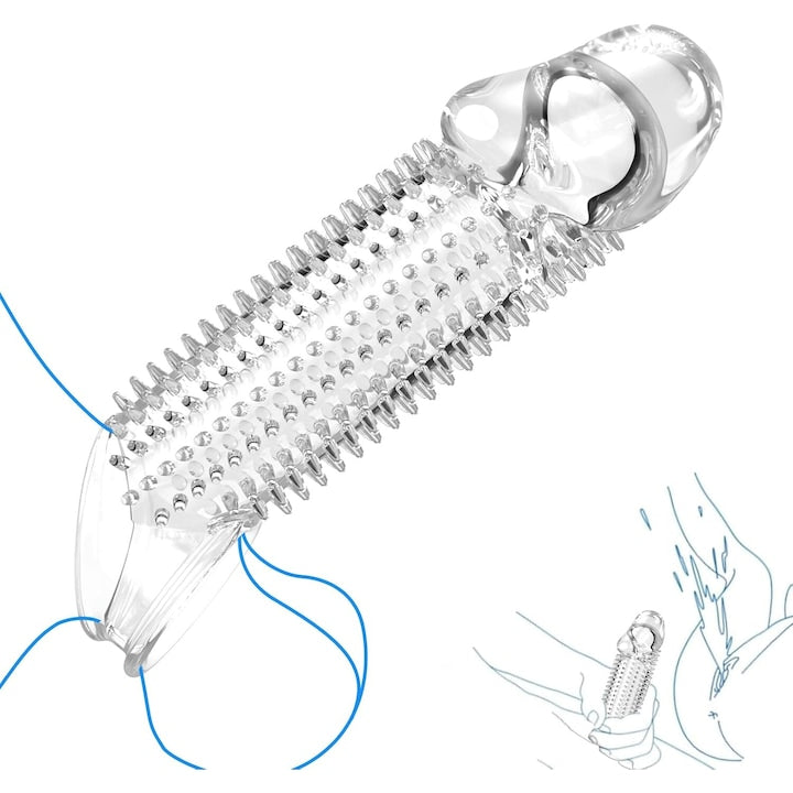Manson de prelungire penis  design realist  stimulare intensa  Extindere de 1.96 inci  Transparent