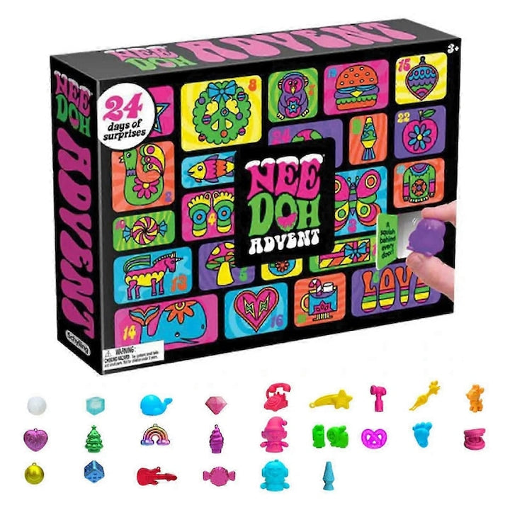 Calendar Advent 2025 pentru copii  set 24 jucarii mini  culori vibrante  3+ ani