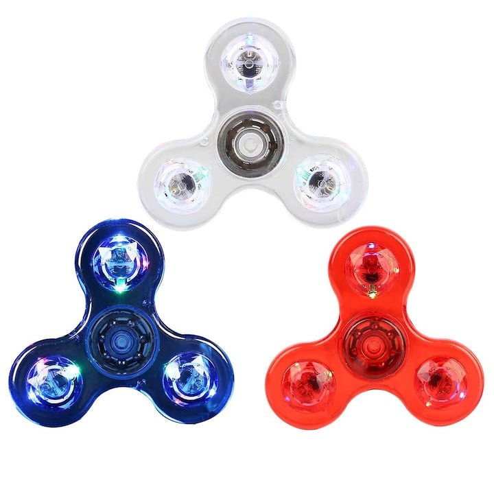 Set 3 jucarii Fidget Spinner LED Multicolor  Antistres Iluminata  Jucarie anti-stres rotativa  Multicolor