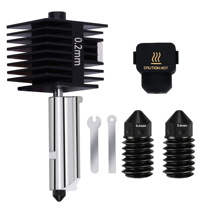 WALALLA Hot-End Kit for A1 Mini/A1 3D Printers: Includes a 0.2/0.4/0.6 mm hardened steel nozzle and a silicone sock. Quick change, suitable for 3D printers, black