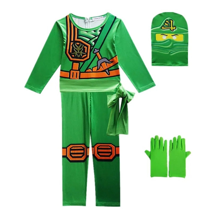 Lego Ninjago Children's Carnival Costume with Gloves, Green, 5-6 Years