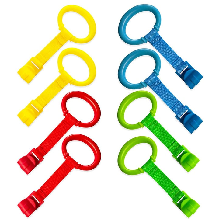 Baby Cot Support Rings Set, Cot Pendants, SINBINTA, 8 pcs, Ergonomic Design, Comfortable to Hold, Long-lasting Strength, Easy to Clean and Store, For Cot, Home, ABS, 9x19cm, Multicolor