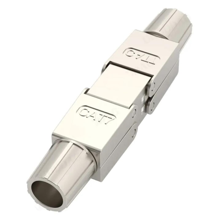 Adaptor modular prelungire cablu retea rj45  ecranat  CAT7  pentru cabluri cu fire grose STP  FTP  Argintiu