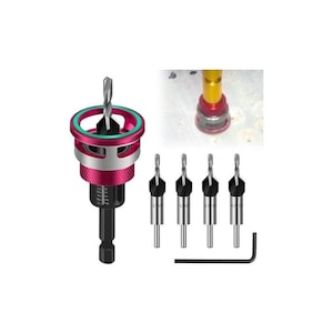 Set 6 burghie pentru lemn cu opritor adancime  6.35 mm  HSS-M2  2.8x8-4x10mm