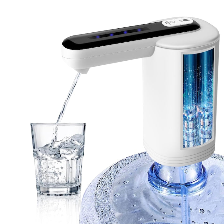 Electric water bottle pump, universal, 2 motors, ABS, white, portable