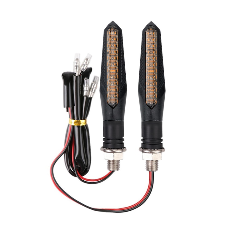 Set 2 lampi semnalizare moto cu LED  imbunatateste vizibilitatea si siguranta  Potrivit pentru biciclete electrice  motociclete  Impermeabil  Galben/Negru