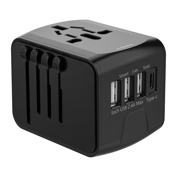 Convertor incarcator universal pentru adaptor de calatorie  5 in 1  2xUSB-A si 2xUSB C incarcator de perete cu priza de curent alternativ globala  adaptor de alimentare international pentru Europa  SUA  Marea Britanie  Australia  Asia