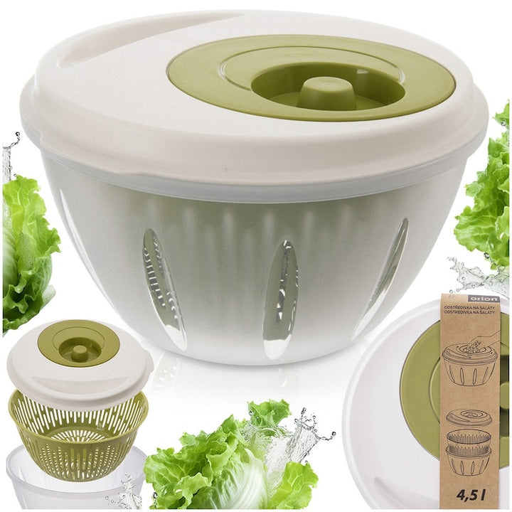 Uscator Salata Si Verdeturi  Orion  Ela  26x25.5x14.5 cm  Vas Din Material Rezistent  Rezistent La Temperaturi De +95°C  Verde/Alb  Potrivit Pentru Masina De Spalat Vase  Insertie Detasabila Sub Forma De Cos
