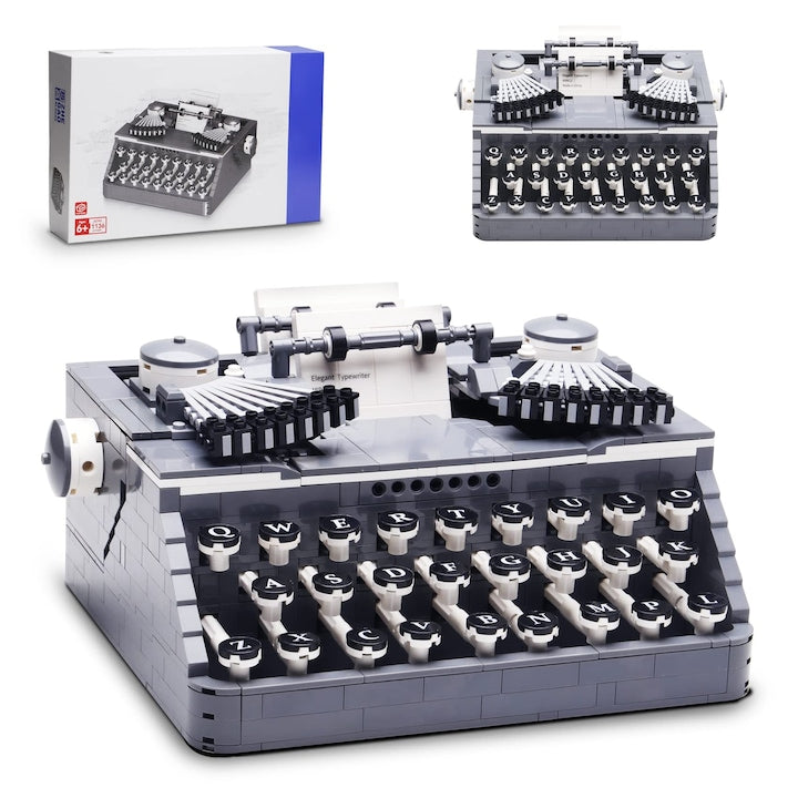 1136 bucati de mini blocuri de constructie retro pentru masini de scris  set de constructie cu modele de imprimante clasice  cea mai buna alegere nostalgica pentru copii sau adulti cu varsta de peste 6 ani  WALALLA  Gri