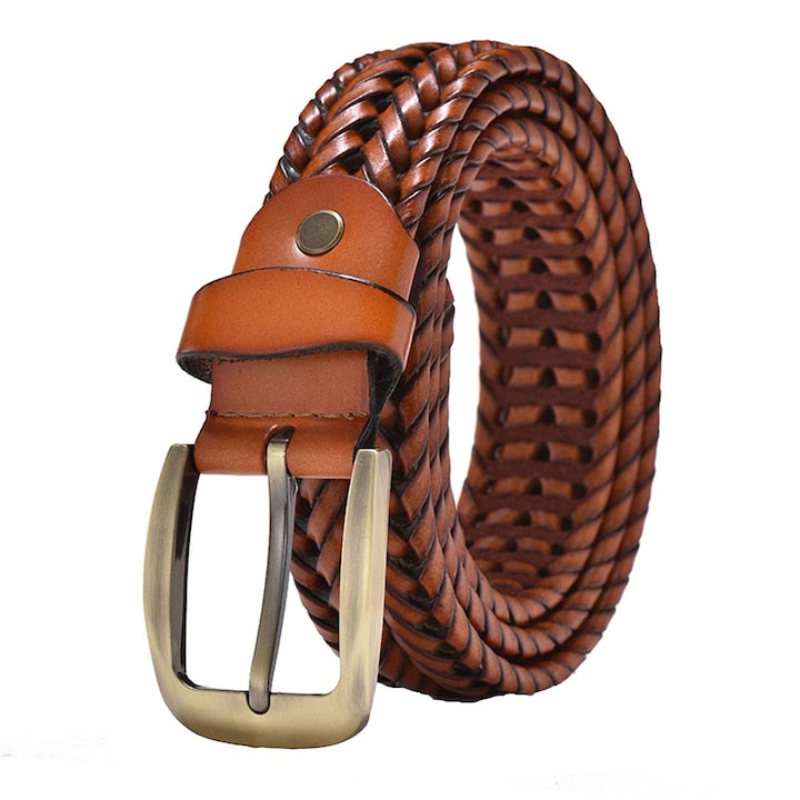 Hggzeg - Men's Adjustable Genuine Leather Belt Effortless use Wear-resistant and scratch-resistant Sharp, soft, and comfortable Light luxury, casual jeans 120x3.5cm Brown 12 installments with 0% interest
