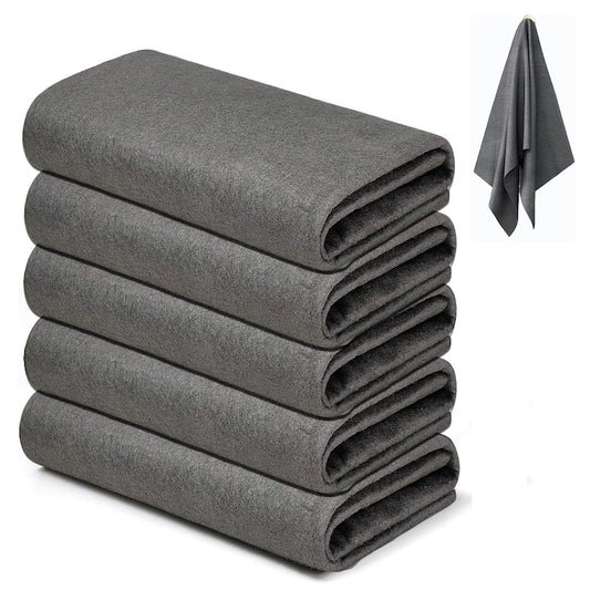 Set 5 Lavete Magice  pentru curatare fara urme  scame si zgarieturi  multifunctionala  refolosibile  30x30 cm  OUYLAF  Gri