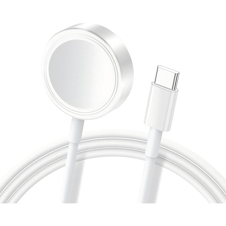 Incarcator smart watch  Incarcare magnetica fara fir  Compatibil cu seriile iWatch /8/7/6/6/5/4/3/2/1  Cablu de incarcare portabil de tip C de calatorie  1m  Alb