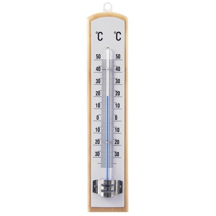 Termometru Din Lemn  Orion  45x21 cm  Scala De La -38°C La 50°C  Fabricat Din Lemn Natural  Posibilitate De Suspendare Pe Perete  Util Pentru Exterior Si Interior  Multicolor
