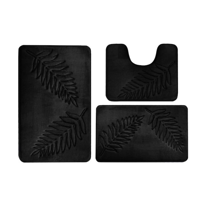 Set covorase baie  Poliester  Negru  40x60cm  40x50cm  50x80cm