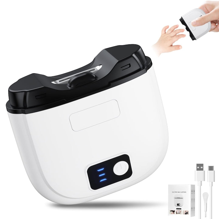 Electric Nail Clipper - Automatic Nail Clipper with 3 Speed Modes, LCD Display, Nail Debris Storage, and USB Rechargeable, Safe Nail Trimmer for Babies, Children, Adults, and Seniors
