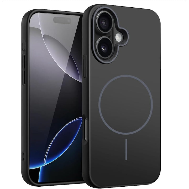 Set 2 Huse Magnetice pentru iPhone 16 Plus  Protectie Antisoc  Negru  TPU/PC