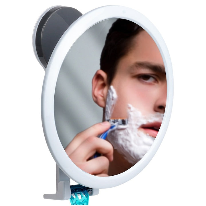 Suction Cup Cosmetic Mirror, Bathroom Solutions, 17cm, White, with 2 Hooks for Accessories