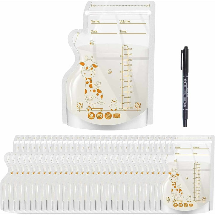 Set 40 pungi de depozitare a laptelui matern  Gradat  250 ml  Transparent