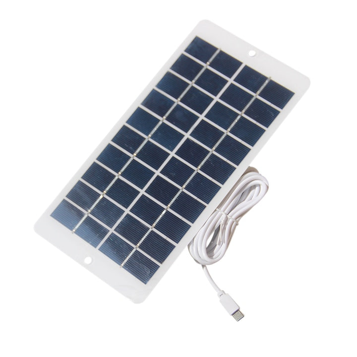 20W 5V Solar Panel with Type-C Charging, 3m cable, 24.8x12.2cm