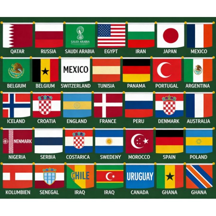 Set of 42 national flags 14x21cm multicolored 13.5m