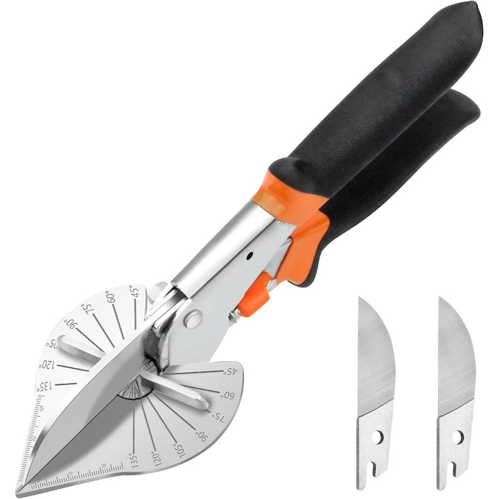 Foarfece unghiulare multifunctionale Wacorresi  inox  reglabil 45-135 grade  negru/portocală  cu mâner ergonomic