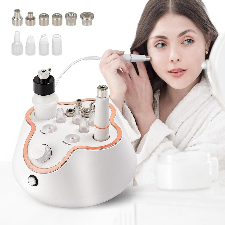 Instrument de infrumusetare cu microdermabraziune cu diamant  WALALLA  Instrument profesional de dermabraziune 3 in 1  lifting al pielii  intinerire a pielii  indepartare a punctelor negre  vid  spray  albire  potrivit pentru uz personal acasa  alb