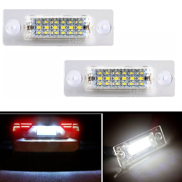 Set 2 Lampi Numar LED  Canbus Fara Eroare  Compatibil Caddy Mk318  Golf Plus Mk5  Passat B5.5 Sedan/Saloon  Passat B6 Variant  Jetta Mk5  LED-uri SMD  Consum Redus  YQLAFT  Culoare Alb