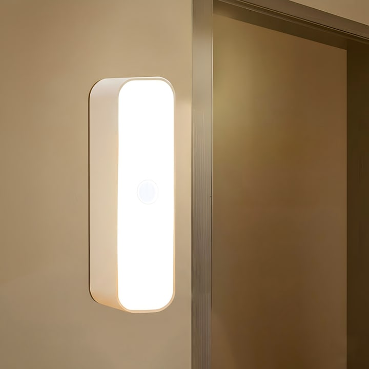 Lampa LED cu Senzor de Miscare 10 cm  Lumina Alba Rece  Reincarcabila USB  Montare Magnetica fara Gaurire