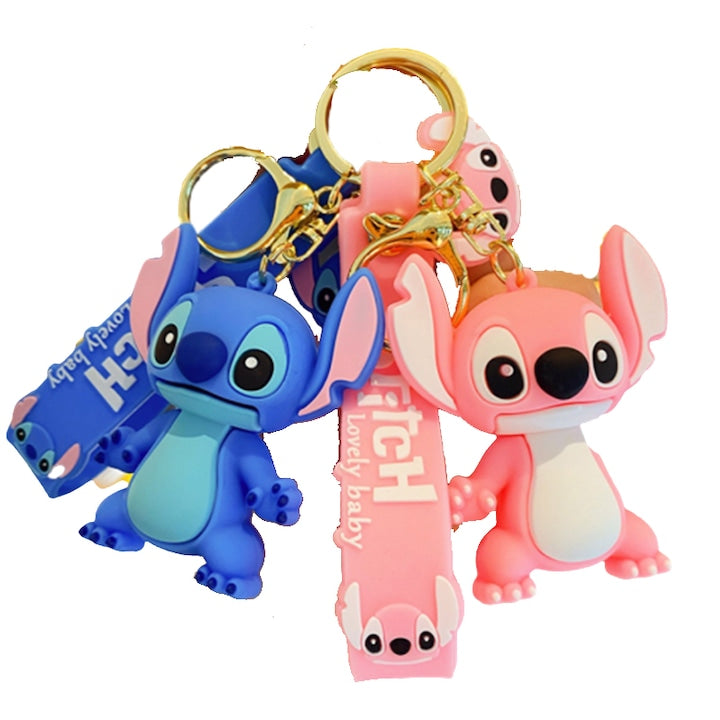 Set of 2 Silicone Keychains, Blue/Pink