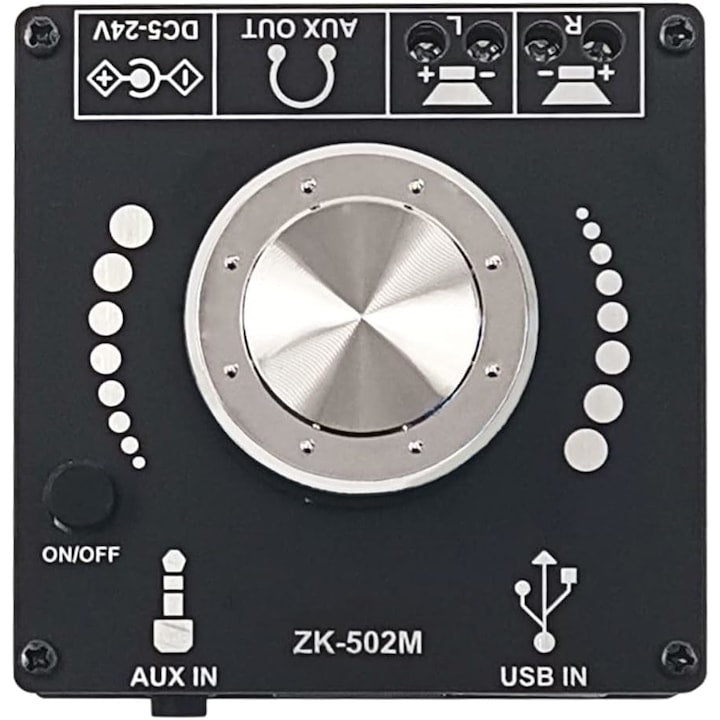 Kit modul amplificator 2 x 50W  ZK-502M  9-24V/3A  Hifi Bluetooth 5.0  USB