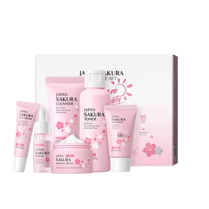 Set Ingrijire Ten Japan Sakura – 6 Piese – Hidratare  Elasticitate si Luminozitate cu Ingrediente Premium