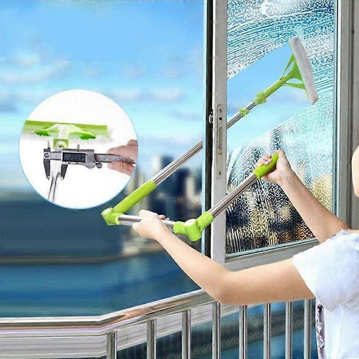 Mop telescopic pentru curatarea geamurilor  verde  64-103cm  cu cap de burete si maner pliabil