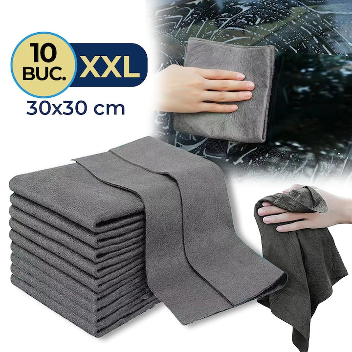 Set 10 Lavete Microfibra Fugo  Absorbante  Reutilizabile  Fara Urme  pentru Curatenie Geamuri  Oglinzi  Mobilier  Auto
