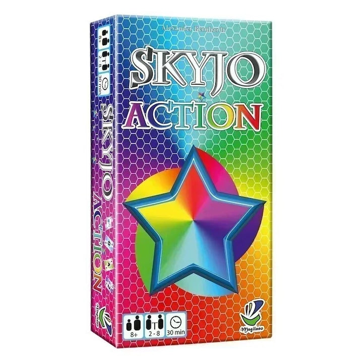Joc de carti SKYJO  versiunea 2.0  cu carti de actiune  2-8 jucatori  pentru copii si adulti  OUYLAF  Multicolor