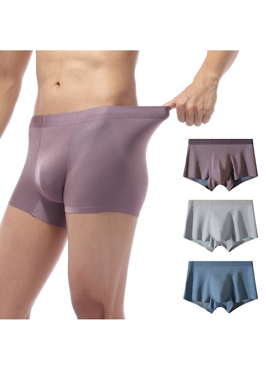 OEM - Set de 3 bucati boxeri barbati din modal/poliamid/elastan  Gri/Albastru prafuit/Violet pruna 12 rate cu 0% dobândă