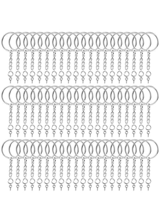 Set brelocuri cu lant 360 piese  120 brelocuri  120 inele deschise si 120 suruburi cu ochi  25x60 mm  pentru chei si artizanat  YQLAFT  Argintiu