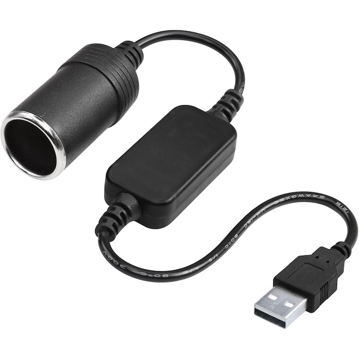 Adaptor USB la Priza Bricheta Auto 12V 8W Max  PsAyl pentru echipamente electronice auto  35cm  Negru