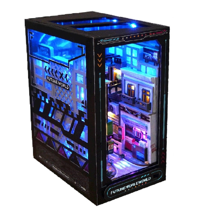 WALALLA 3D Puzzle Book Nook DIY LED Light Street Suitable for Children/Adults Multicolor