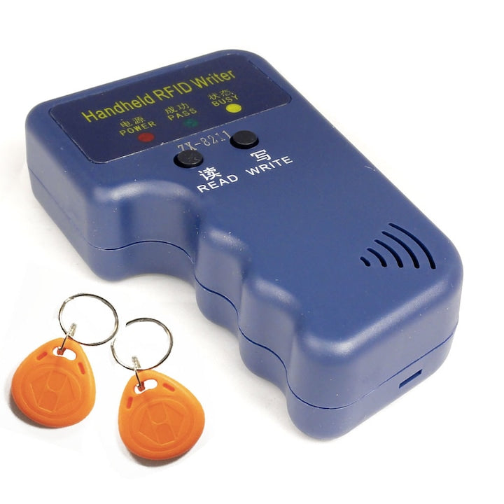 Set copiator carduri RFID si 2 brelocuri programabile  125kHz  Albastru