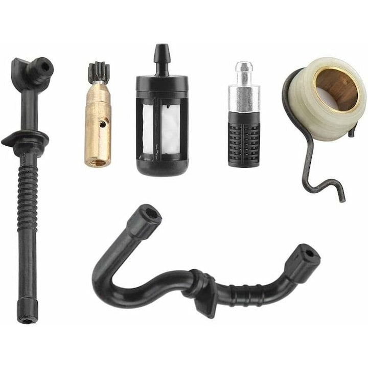 Kit piese pompa ulei pentru drujba Stihl MS180 MS170 018 017  set inlocuire cu filtru ulei si filtru carburant  furtunuri ulei  angrenaj melc  Multicolor
