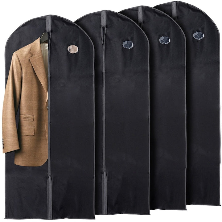 Set of 4 Garment Covers Vilde 60x135 cm Black Polyester Protection Against Dust and Moisture With Zipper