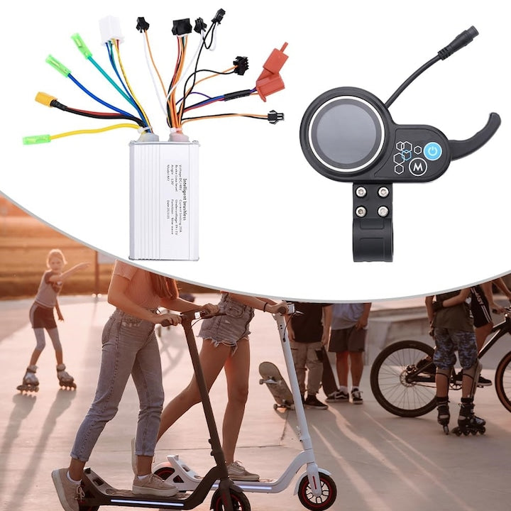 Walalla Electric Bike Controller 48V 20A Sinusoidal Motor Controller for Electric Bikes/Scooters, with 6-Pin LCD Display, Offering Stable Speed and Sensitive Control of Braking and Direction Change