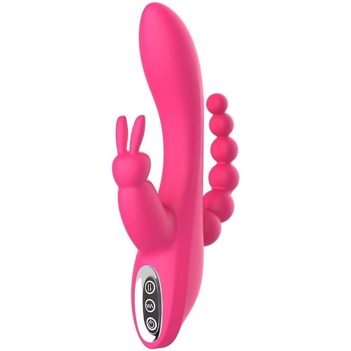3-in-1 Vibrator for G-Spot, Clitoral, and Anal Stimulation, Silicone, Waterproof, 7 Vibration Modes, 20.8cm