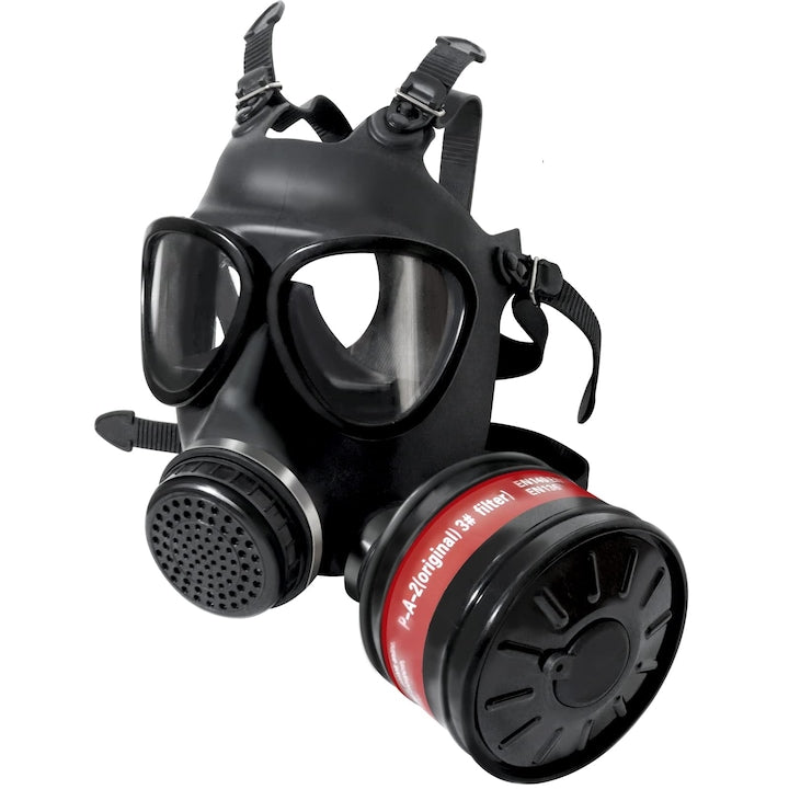 WALALLA Full Face Reusable Respirator Mask with Dual Filter, Adjustable Strap, for Protection Against Smoke, Chemicals, and Dust, Black, Universal