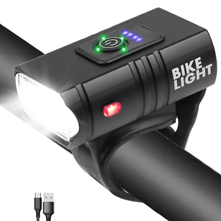 Far bicicleta profesional  6 moduri luminare  rezistent la apa  1200mAh  incarcare USB  OUYLAF  Negru