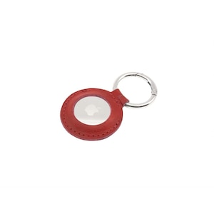 Husa piele naturala compatibila cu Apple AirTag  FIXED Case  carabina  rosu