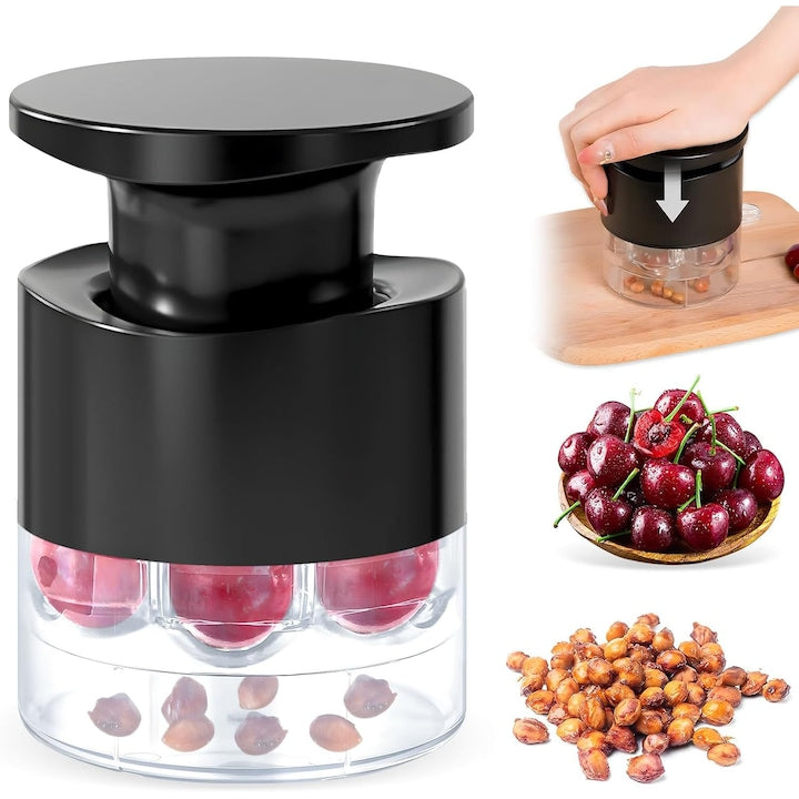 Aparat de scos samburi cirese/visine cu 7 gauri  manual  rezistent  usor de curatat si ideal pentru uz casnic  ideal pentru prajituri si gemuri  din ABS  compacta  YQLAFT  Negru