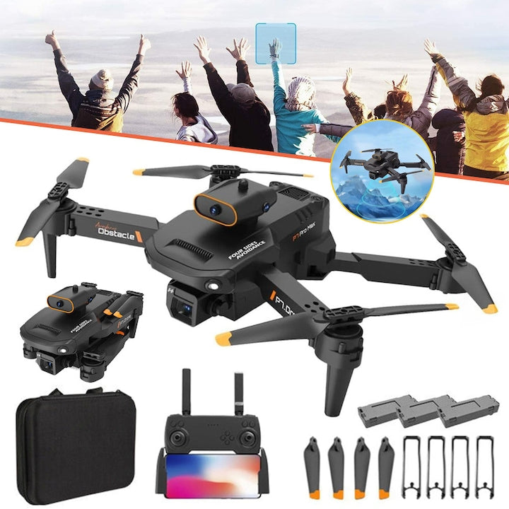 P7 Mini Drone with Dual Camera for Kids and Adults, Foldable RC Quadcopter, 1080 HD, Obstacle Avoidance, Headless Mode, 3D Flips, 30-Minute Flight Time, Gift, 3 x 1800mAh Batteries